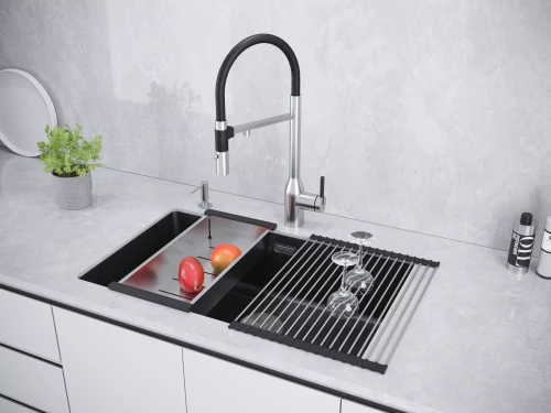 Кухонная мойка LUMI 74 UNI-SKEW из искусственного гранита прямоугольная черный