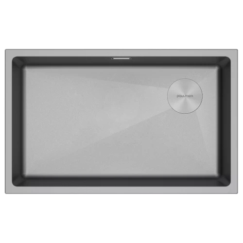 Кухонная мойка LUMI 74 UNI-SKEW из искусственного гранита прямоугольная Серый металлик
