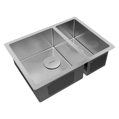 Кухонная мойка NEXT 58/2S UNI из нержавейки двойная Брашированная сталь