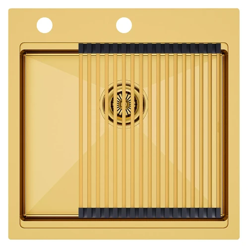 Кухонная мойка KRONER-PRO 51 Брашированное золото BG