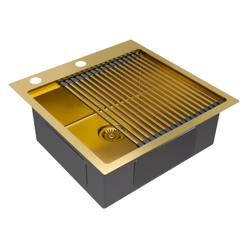 Кухонная мойка KRONER-PRO 51 Брашированное золото BG