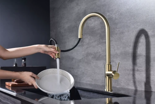 Смеситель Paulmark Galant с подключением к фильтру для воды однорычажный светлое золото