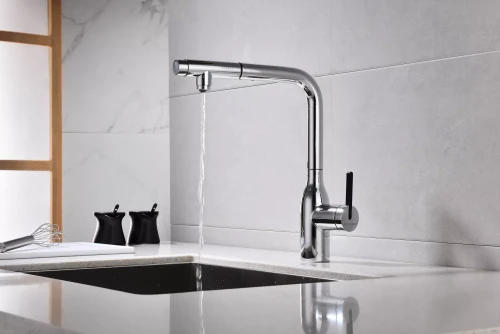 Смеситель с подключением к фильтру для воды с выдвижным изливом Paulmark Viper Хром CR