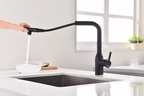 Смеситель с подключением к фильтру для воды с выдвижным изливом Paulmark Viper Антрацит