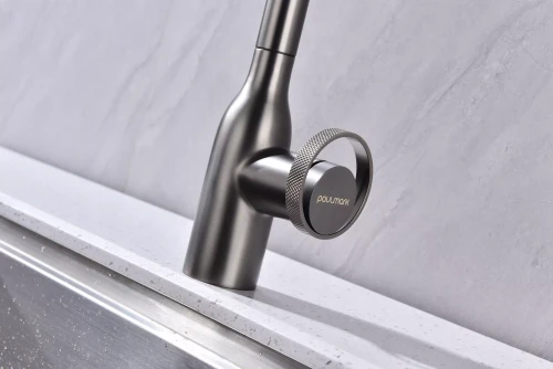 Смеситель с выдвижным изливом Paulmark Urban Вороненая сталь GM