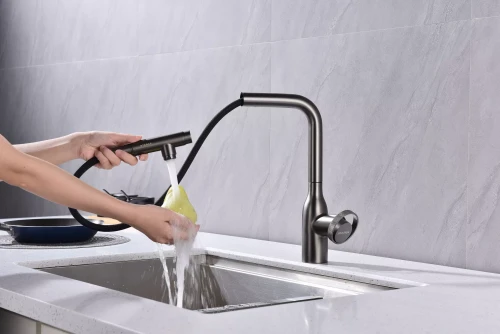 Смеситель с выдвижным изливом Paulmark Urban Вороненая сталь GM