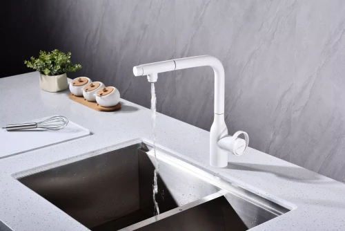 Смеситель с выдвижным изливом Paulmark Urban Белый матовый WH
