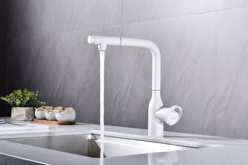 Смеситель с выдвижным изливом Paulmark Urban Белый матовый WH