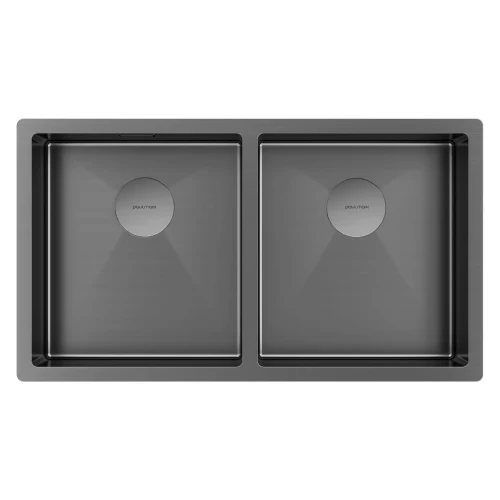 Кухонная мойка NEXT 78/2 UNI из нержавеющей стали с двумя чашами Вороненая сталь GM