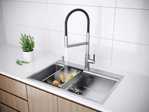 Кухонная мойка KRONER-PRO 75 из нержавеющей стали врезная Брашированная сталь