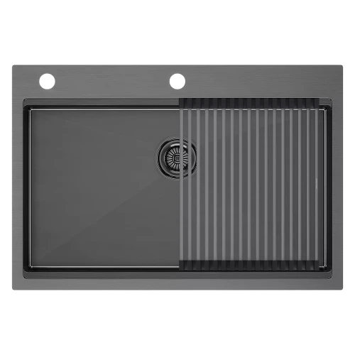 Кухонная мойка KRONER-PRO 75 из нержавеющей стали врезная Вороненая сталь GM
