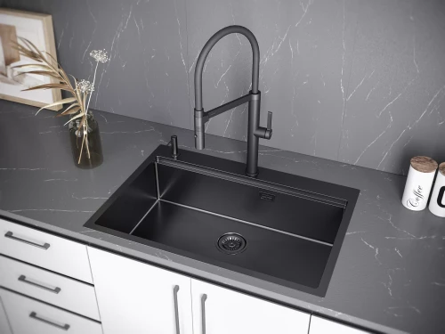 Кухонная мойка KRONER-PRO 75 из нержавеющей стали врезная Вороненая сталь GM