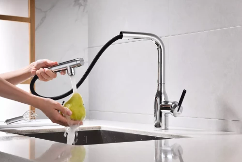 Смеситель с подключением к фильтру для воды с выдвижным изливом Paulmark Viper Хром CR