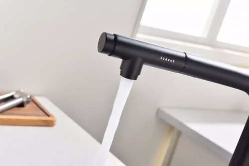 Смеситель с подключением к фильтру для воды с выдвижным изливом Paulmark Viper Антрацит