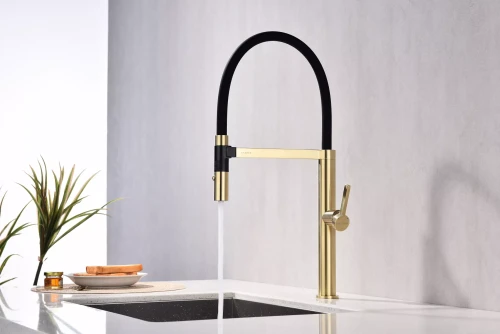 Смеситель Paulmark Leader с гибким изливом светлое золото