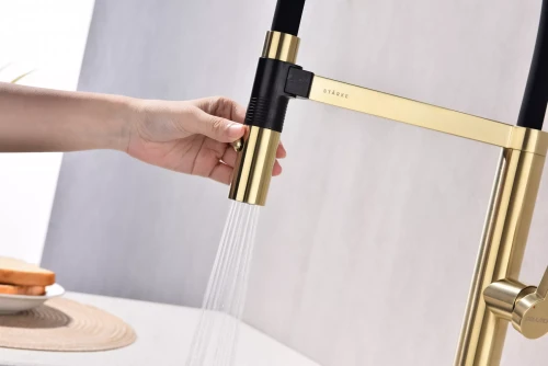 Смеситель Paulmark Leader с гибким изливом светлое золото