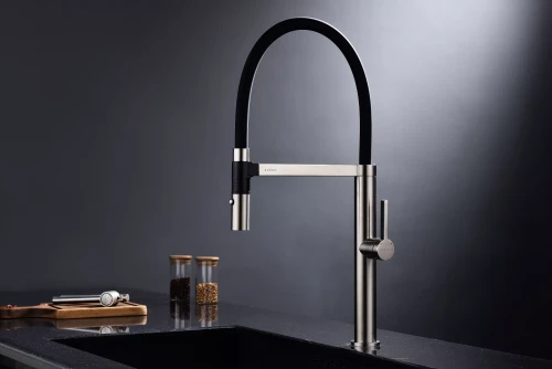 Смеситель Paulmark Leader с гибким изливом Брашированная сталь