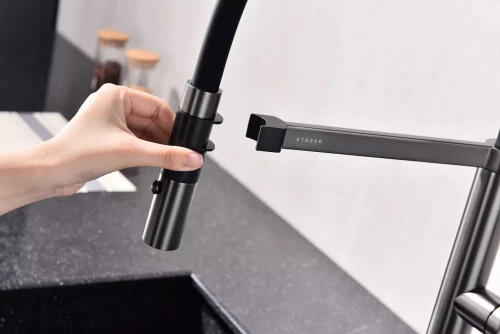 Смеситель Paulmark Leader с гибким изливом Вороненая сталь GM