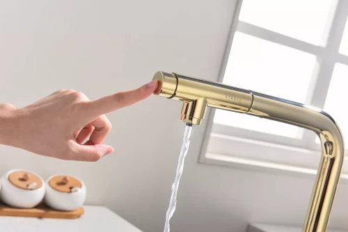 Смеситель с выдвижным изливом Paulmark Urban Золото G