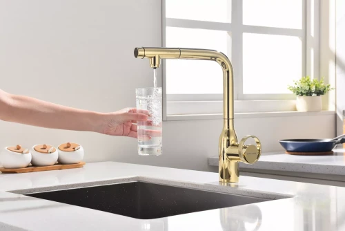 Смеситель с выдвижным изливом Paulmark Urban Золото G