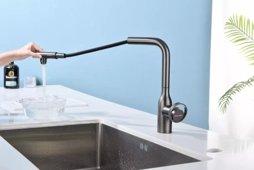 Смеситель с выдвижным изливом Paulmark Urban Вороненая сталь GM