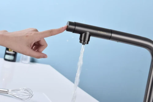 Смеситель с выдвижным изливом Paulmark Urban Вороненая сталь GM