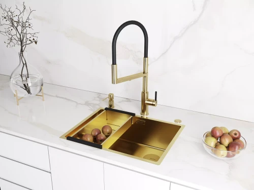 Смеситель Paulmark Tornado с подключением к фильтру для воды Брашированное золото BG