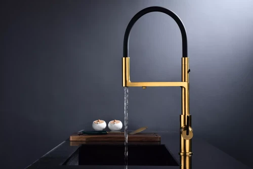 Смеситель Paulmark Tornado с подключением к фильтру для воды Брашированное золото BG