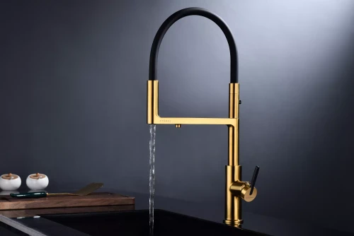 Смеситель Paulmark Tornado с подключением к фильтру для воды Брашированное золото BG