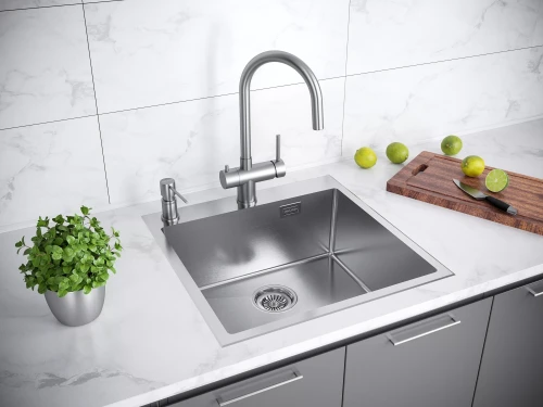 Кухонная мойка KRONER-EDGE 59 из нержавеющей стали Брашированная сталь