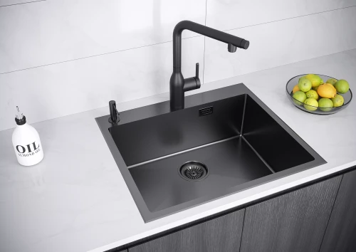 Кухонная мойка KRONER-EDGE 59 из нержавеющей стали Вороненая сталь GM