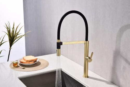 Смеситель Paulmark Leader с гибким изливом светлое золото