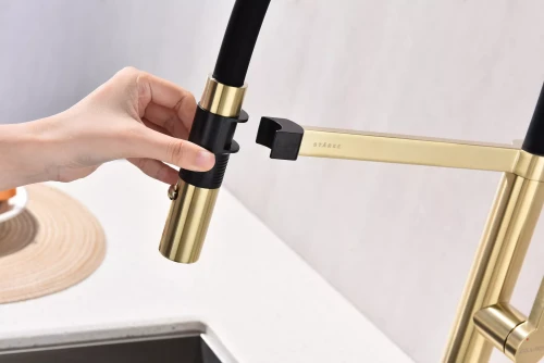 Смеситель Paulmark Leader с гибким изливом светлое золото