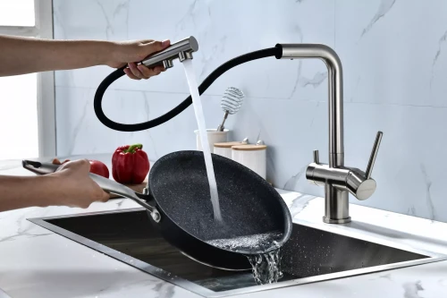 Смеситель SERPENTINE с подключением к фильтру для воды Брашированная сталь