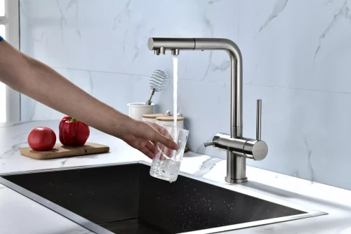 Смеситель SERPENTINE с подключением к фильтру для воды Брашированная сталь