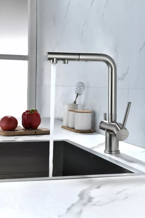 Смеситель SERPENTINE с подключением к фильтру для воды Брашированная сталь