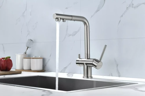 Смеситель SERPENTINE с подключением к фильтру для воды Брашированная сталь