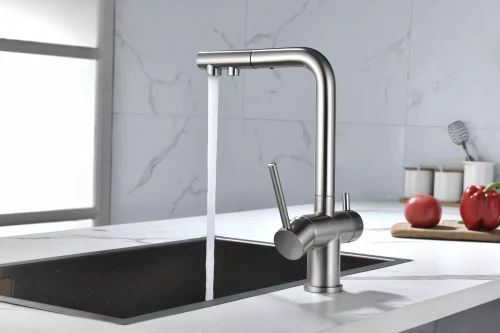 Смеситель SERPENTINE с подключением к фильтру для воды Брашированная сталь