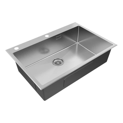 Кухонная мойка KRONER-EDGE 75 врезная из нержавеющей стали Брашированная сталь