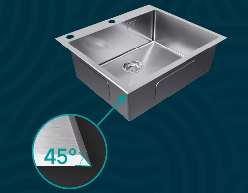 Кухонная мойка KRONER-EDGE 75 врезная из нержавеющей стали Брашированная сталь