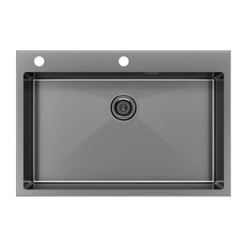 Кухонная мойка KRONER-EDGE 75 врезная из нержавеющей стали Вороненая сталь GM