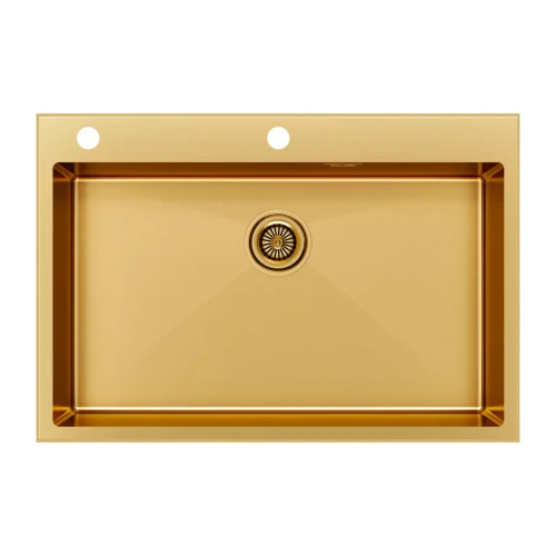 Кухонная мойка KRONER-EDGE 75 врезная из нержавеющей стали Брашированное золото BG