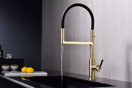 Смеситель Paulmark Tornado с подключением к фильтру для воды светлое золото