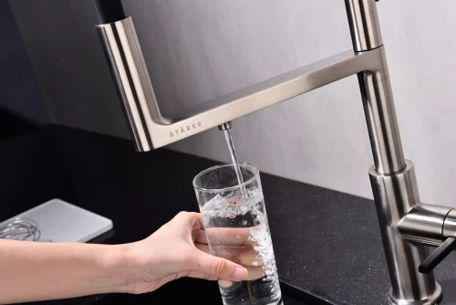 Смеситель Paulmark Tornado с подключением к фильтру для воды Брашированная сталь