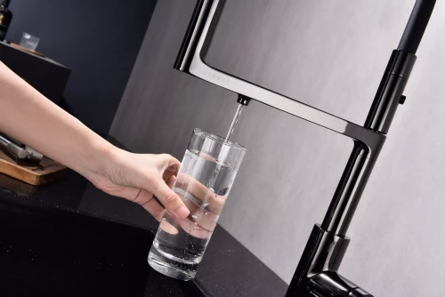 Смеситель Paulmark Tornado с подключением к фильтру для воды Глянцевый чёрный Gb