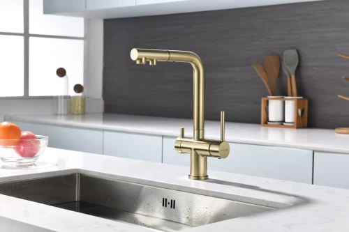 Смеситель SERPENTINE с подключением к фильтру для воды светлое золото