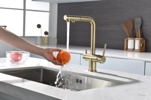 Смеситель SERPENTINE с подключением к фильтру для воды светлое золото