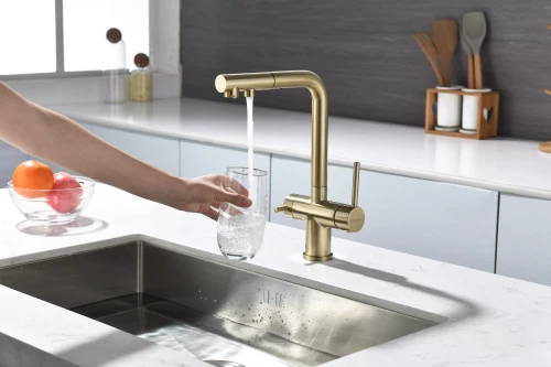 Смеситель SERPENTINE с подключением к фильтру для воды светлое золото