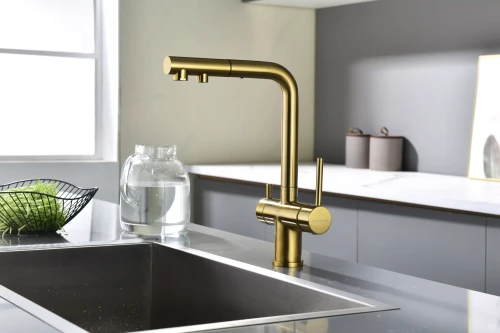 Смеситель SERPENTINE с подключением к фильтру для воды Брашированное золото BG