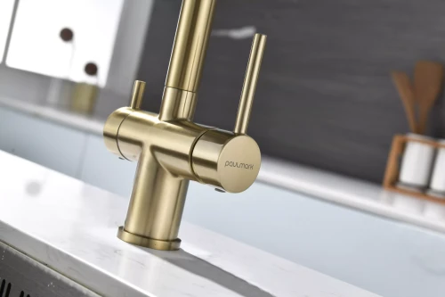 Смеситель SERPENTINE с подключением к фильтру для воды светлое золото